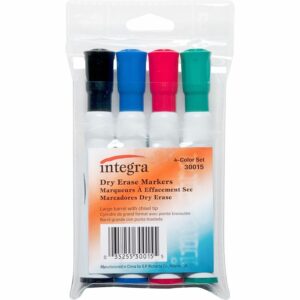 Integra Chisel Point Dry-erase Markers Chisel Marker Point - Assorted Ink - 4 / Set