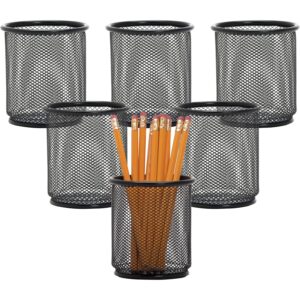 Lorell Mesh Wire Pencil Cup Holders 3.5" Height x 3.9" Width - Steel - Black - 6 / Box