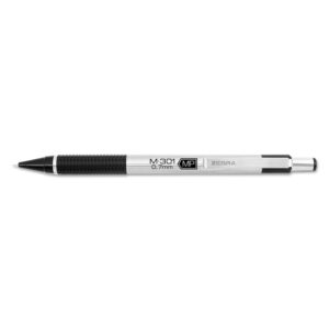 Zebra M-301 Mechanical Pencil, 0.7 mm, HB (#2), Black Lead, Silver/Black Barrel