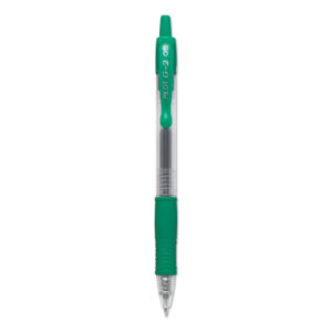 Pilot G2 Premium Gel Pen, Retractable, Extra-Fine 0.5 mm, Green Ink, Smoke/Green Barrel, Dozen