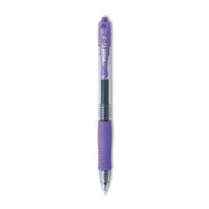 Pilot G2 Premium Gel Pen, Retractable, Fine 0.7 mm, Purple Ink, Smoke/Purple Barrel, Dozen
